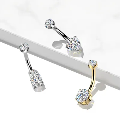Piercings au nombril avec pierres en moissanite