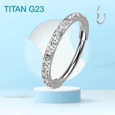 Piercing Ring aus Titan G23 mit Kristallbogen silber