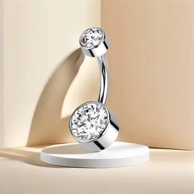 Bauchnabelpiercing aus Titan mit Swarovski Kristallen weiss