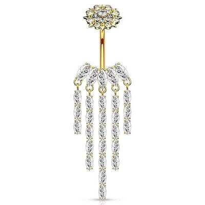 Bauchnabelpiercing mit Anhänger Chandelier vergoldet