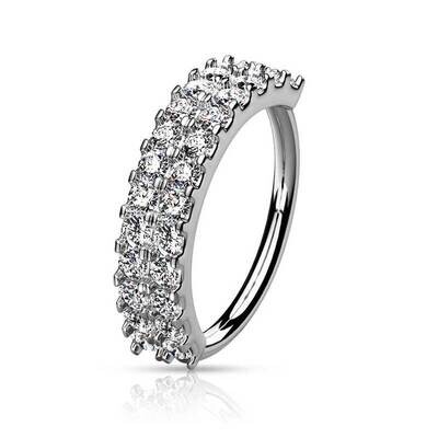 Piercing Ring Doppelreihe aus Kristallen silber
