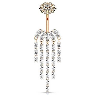 Bauchnabelpiercing mit Anhänger Chandelier rosegold