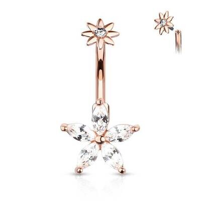 Bauchnabelpiercing doppel Kristallblume Blütenblätter rosegold