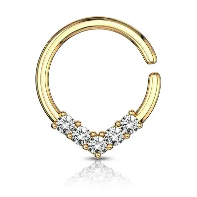 Piercing Ring mit Kristallen vergoldet