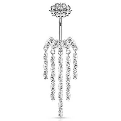 Bauchnabelpiercing mit Anhänger Chandelier silber