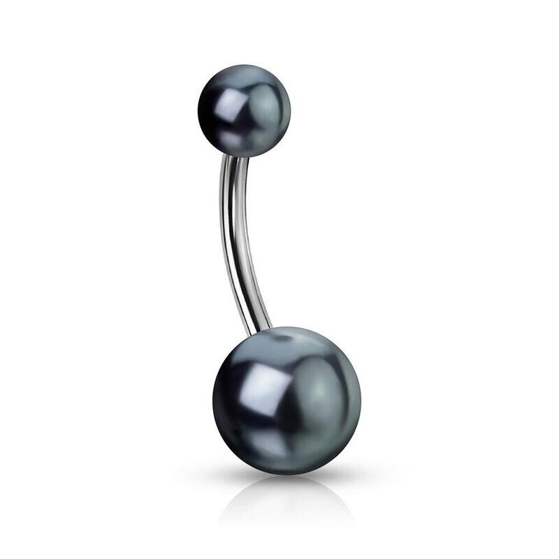 Bauchnabelpiercing mit faux-perlen Hämatitfarbe
