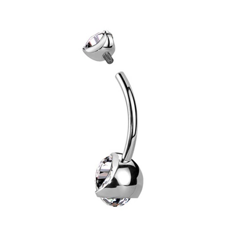 Bauchnabelpiercing aus Titan doppelt besetzt weiss
