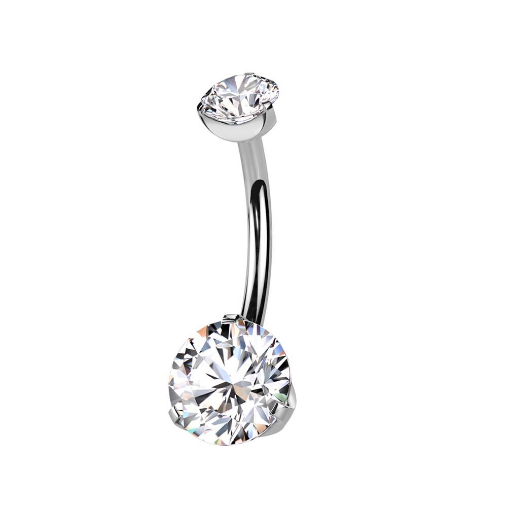 Bauchnabelpiercing aus Titan doppelt besetzt weiss