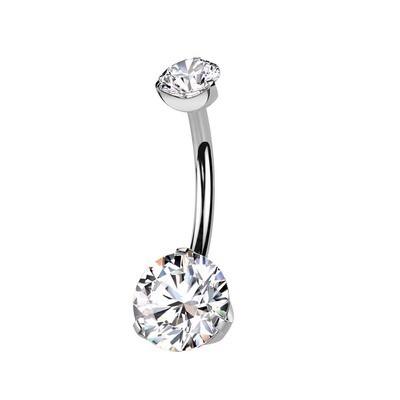 Bauchnabelpiercing aus Titan doppelt besetzt weiss