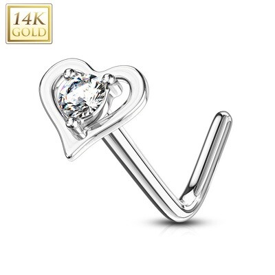 Nasenstecker mit Herz aus 14k Weissgold