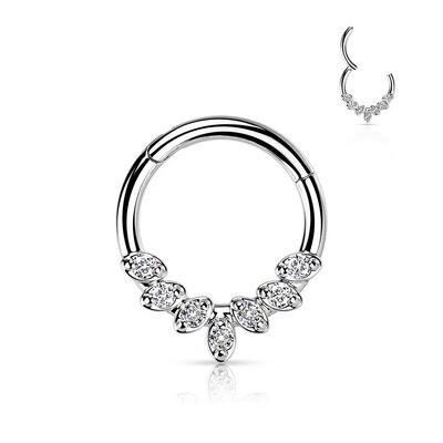 Segmentring mit sieben Zirkonia Kristallen silber