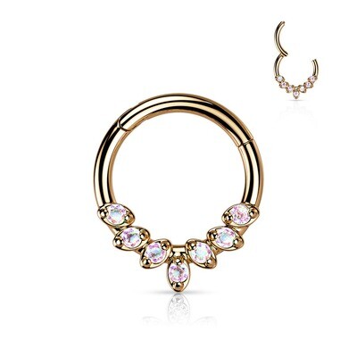 Segmentring mit sieben Zirkonia Kristallen rosegold
