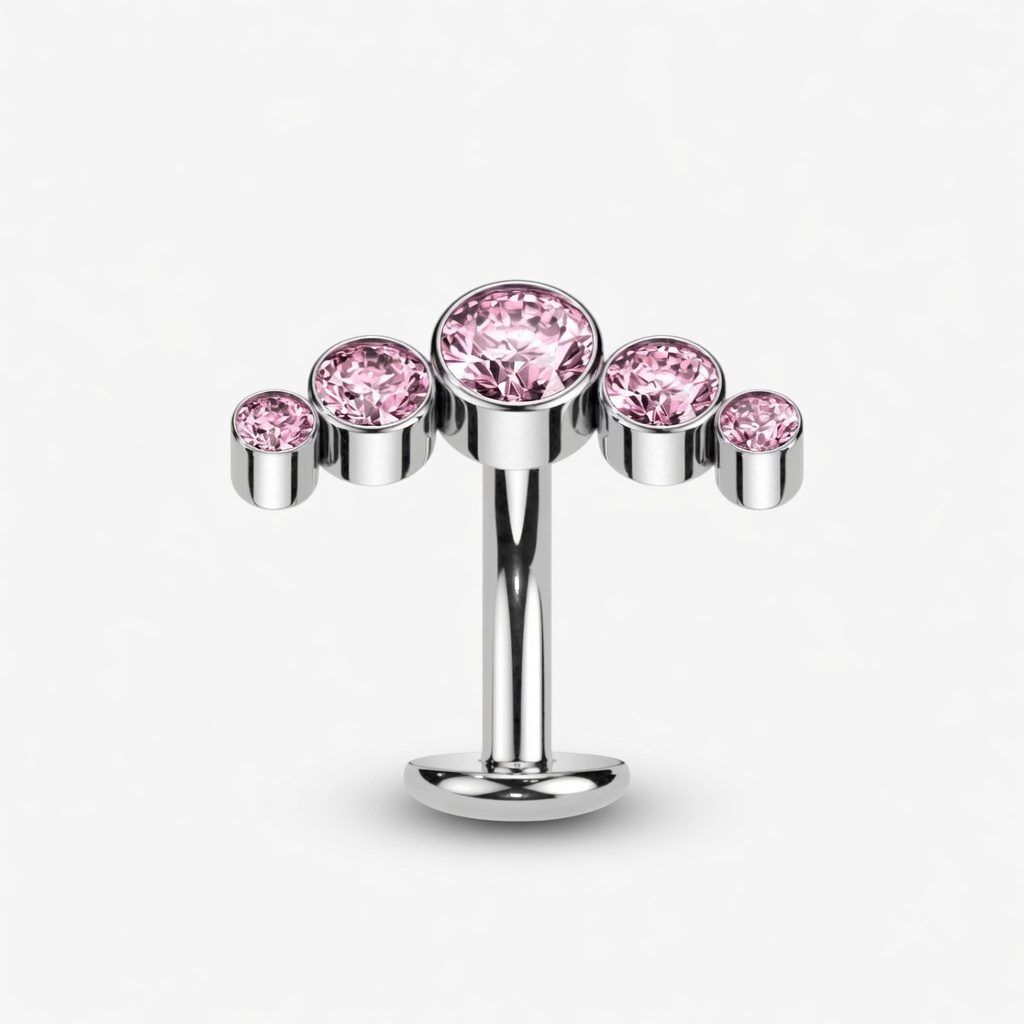 Bauchnabelpiercing aus Titan Swarovski Kristallen pink