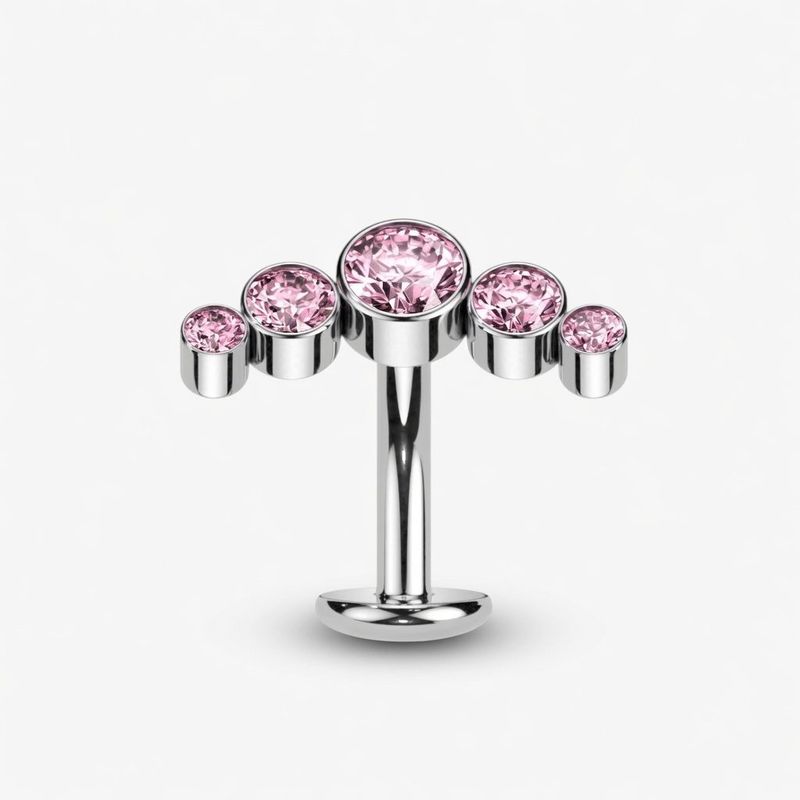 Bauchnabelpiercing aus Titan Swarovski Kristallen pink