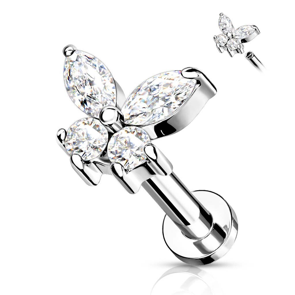 Labret Schmetterling weiss