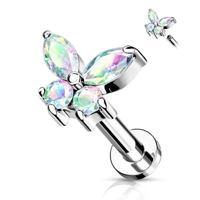 Labret Piercing Schmetterling Aurora Borealis