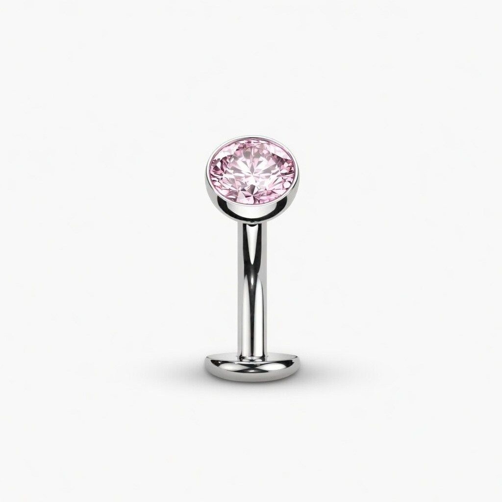 Bauchnabelpiercing aus Titan Kristall pink