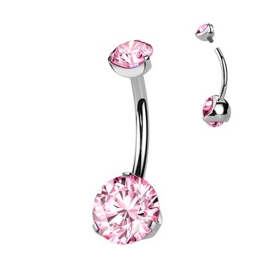 Bauchnabelpiercing aus Titan doppelt besetzt pink