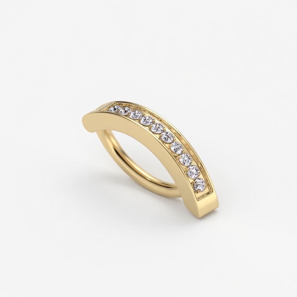 Goldenes Bauchnabelpiercing aus Titan mit Kristallen