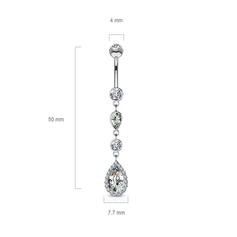 14K Weissgold Tropfen und CZ-Kette