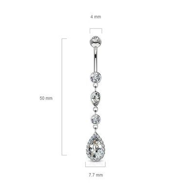 14K Weissgold Tropfen und CZ-Kette