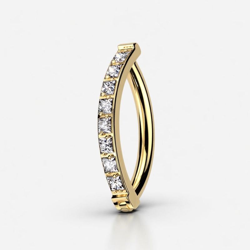 Bauchnabelpiercing Ring quadratische CZ Gold
