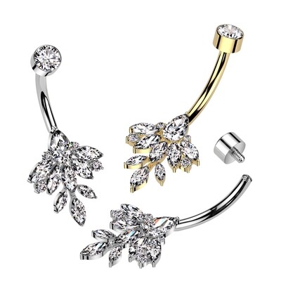 Bauchnabelpiercing aus Titan Kristalltröpfchen-Wasserfall Bauchnabelpiercing aus Titan Kristalltröpfchen-Wasserfall