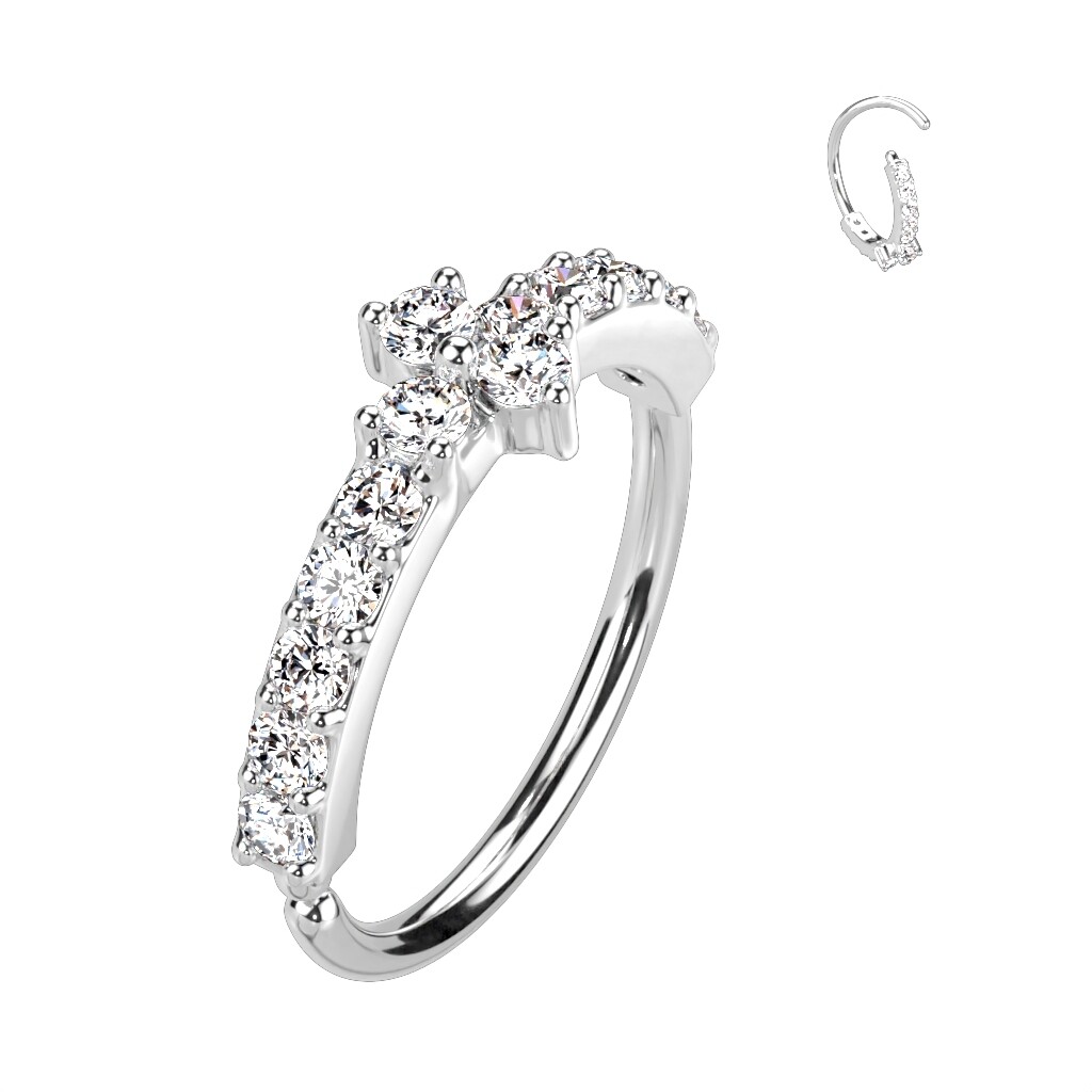 Anneau de piercing galaxie zirconia platine
