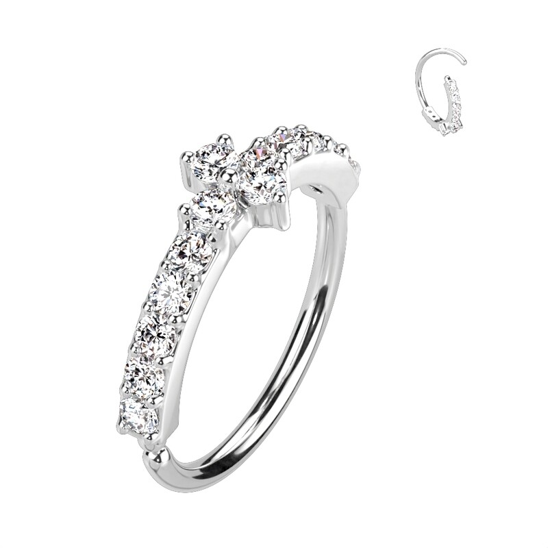 Anneau de piercing galaxie zirconia platine