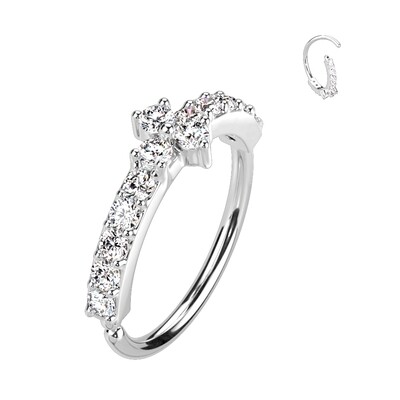 Anneau de piercing galaxie zirconia platine
