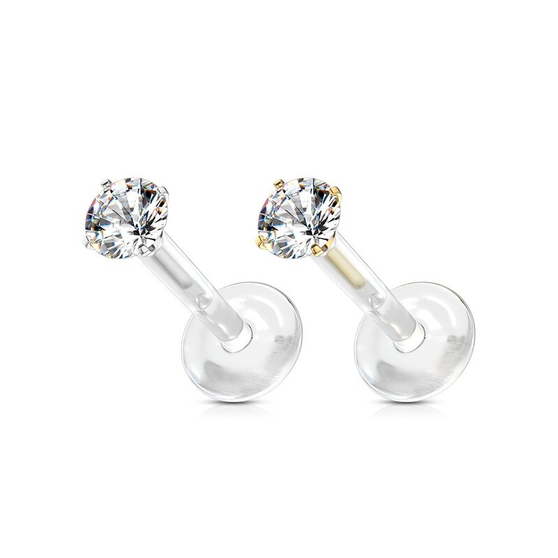 Labret aus Bio Flex mit eingefasstem Kristall