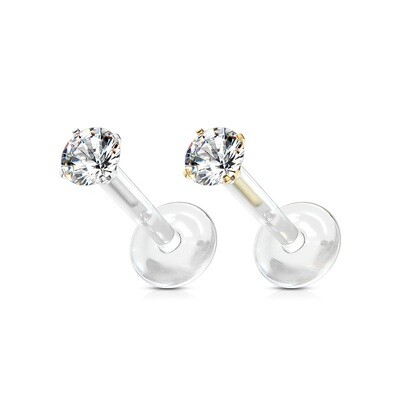 Labret aus Bio Flex mit eingefasstem Kristall