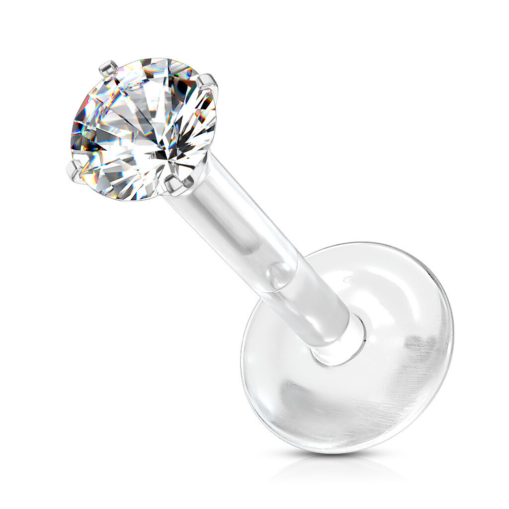 Labret aus Bio Flex mit eingefasstem Kristall