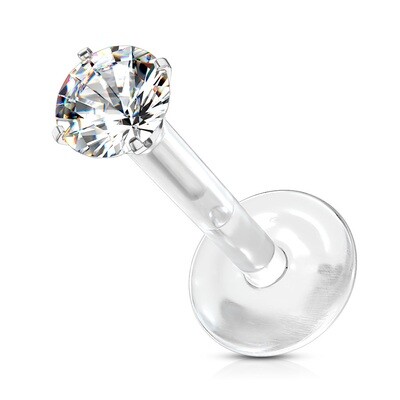 Labret aus Bio Flex mit eingefasstem Kristall
