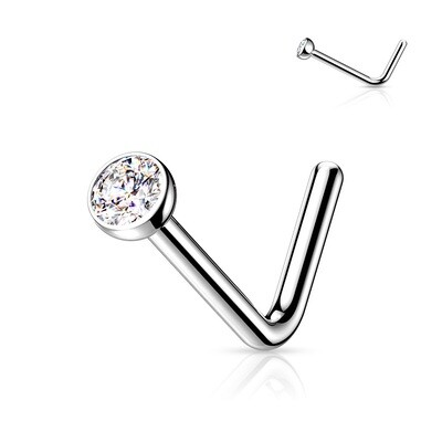 Nasenstecker gebogen aus Titan weiss