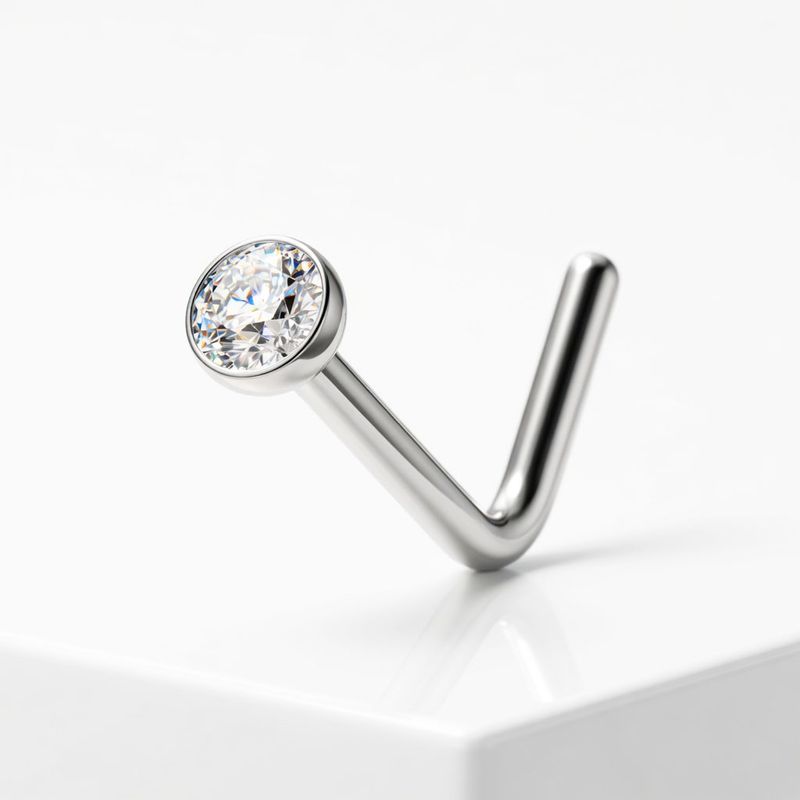 Nasenstecker gebogen aus Titan weiss