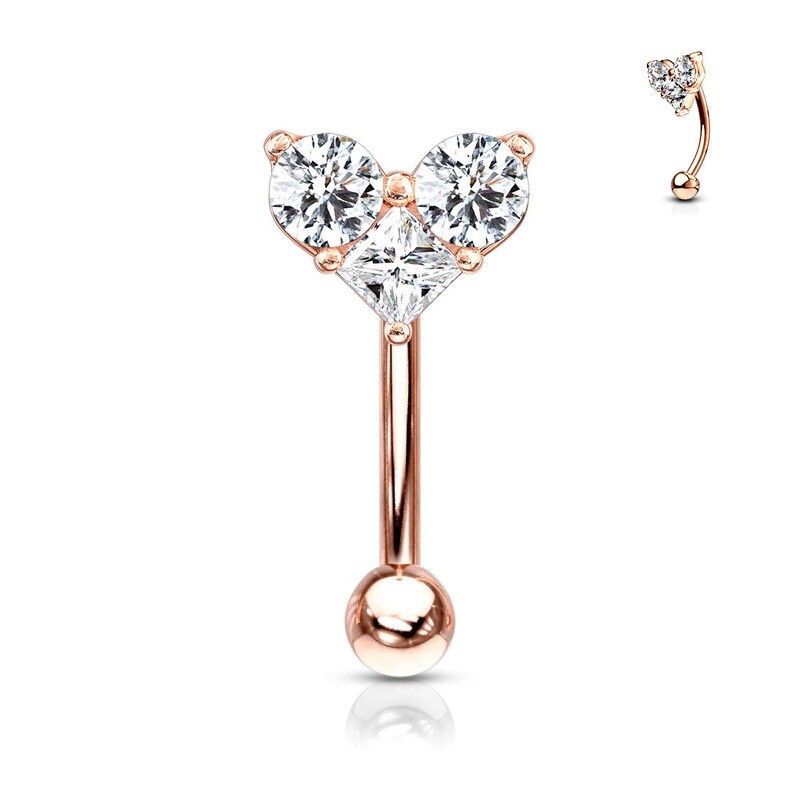 Banane länge 8 mm Kristallherz rosegold