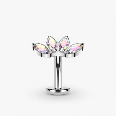 Bauchnabelpiercing aus Titan vier Kristallblätter AB