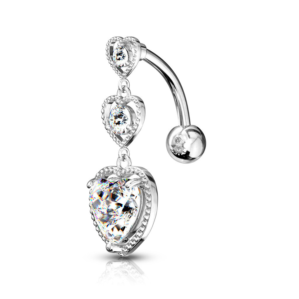 Bauchnabelpiercing Herzen umgedreht weiss