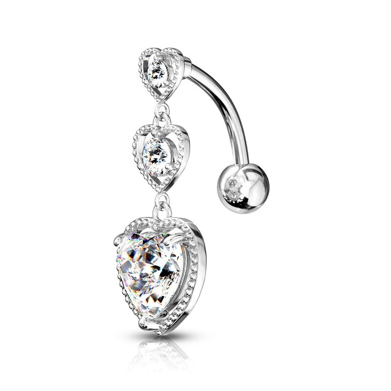 Bauchnabelpiercing Herzen umgedreht weiss