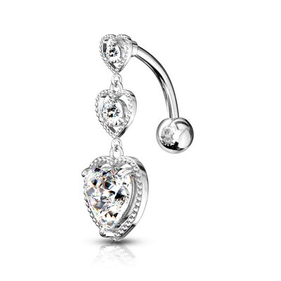 Bauchnabelpiercing Herzen umgedreht weiss