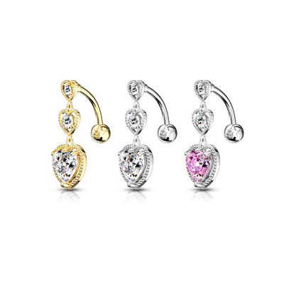 Bauchnabelpiercing Herzen umgedreht weiss