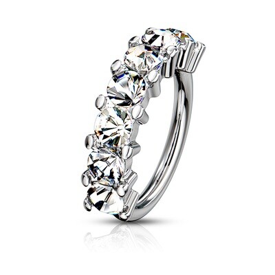 Nasenpiercing Ring sieben Kristallen weiss