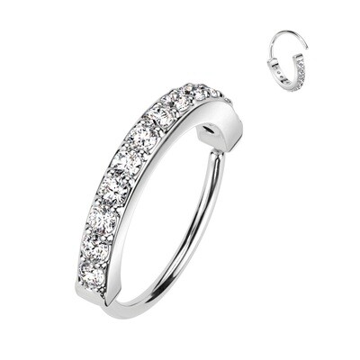Nasenpiercing Ring einzeiliger CZ Halbkreis Platin