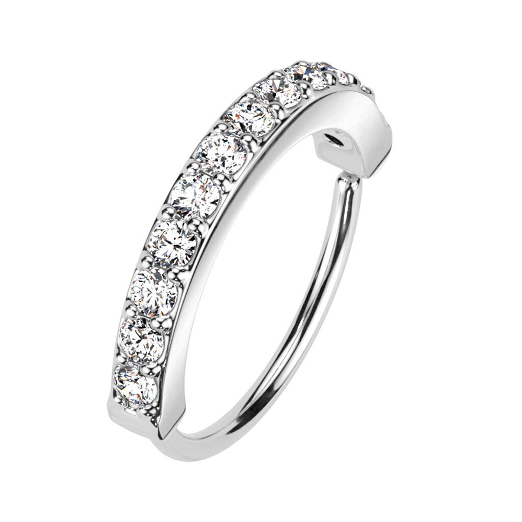 Nasenpiercing Ring einzeiliger CZ Halbkreis Platin