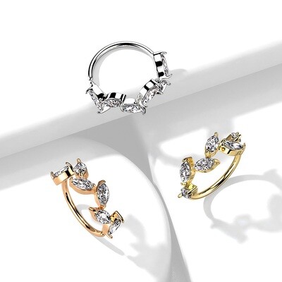 Nasenpiercing Ring Kristallblätter 14K vergoldet