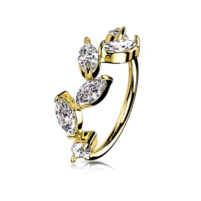 Nasenpiercing Ring Kristallblätter 14K vergoldet