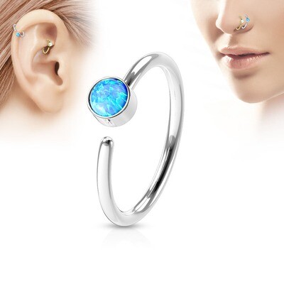 Nasenpiercing Ring Opal blau