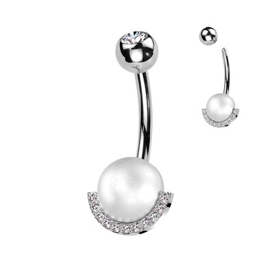 Piercing au nombril boule perlée argenté