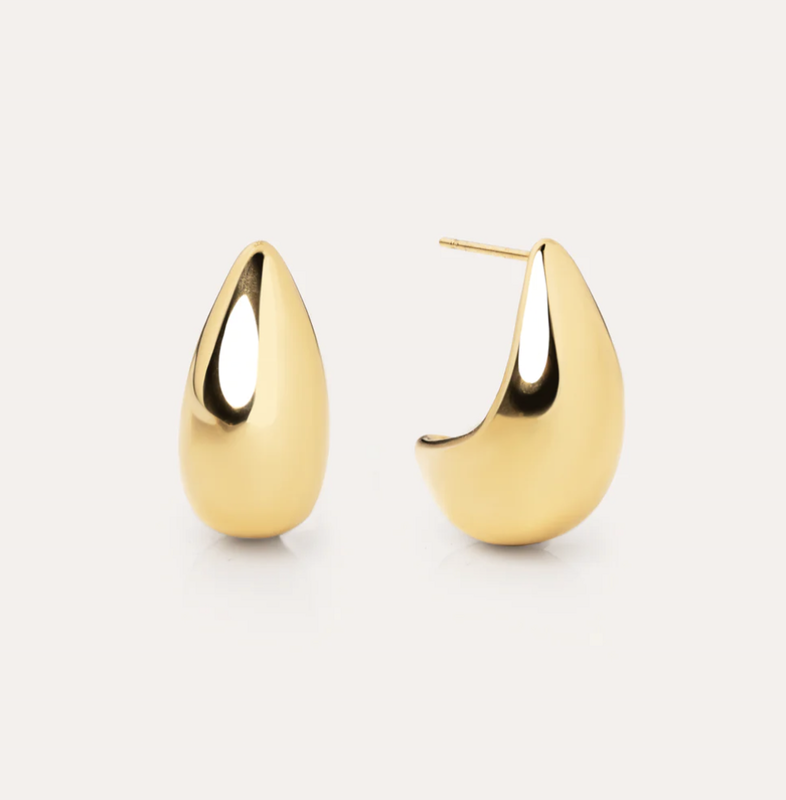 Boucles d’oreilles tendance en forme de goutte, plaquées or 18K.